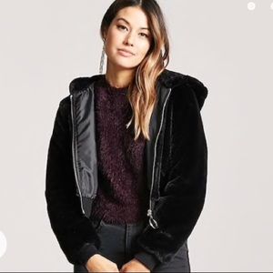 Forever 21 Faux Fur zip front cropped jacket.